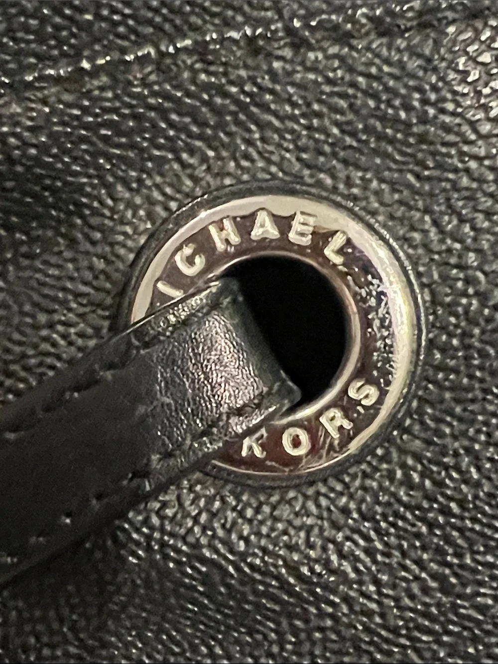 Michael Kors Black MK Monogram Tote with Silver Logo Charm